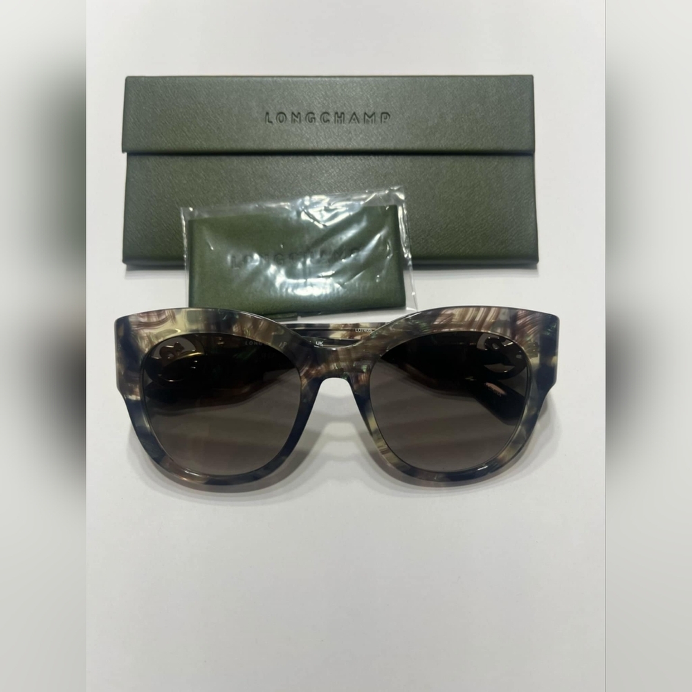 NWT, LONGCHAMP LO740S, MARBLE BROWN BEIGE/Grey Gradient, Women's Sunglasses